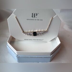 New Bomb Party Why Not Forever? Gold Necklace with Black and Clear Stones